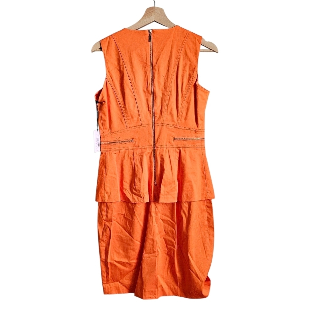 NEW Calvin Klein Bright Orange Panelled Dress with Zipper Accents Size 6 - Picture 3 of 5